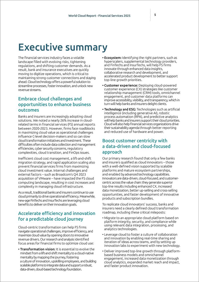 Capgemini-《世界云报告——2025年金融服务》_通过您的云之旅推动收入增长（英）-2024-40页 - 第5页预览图