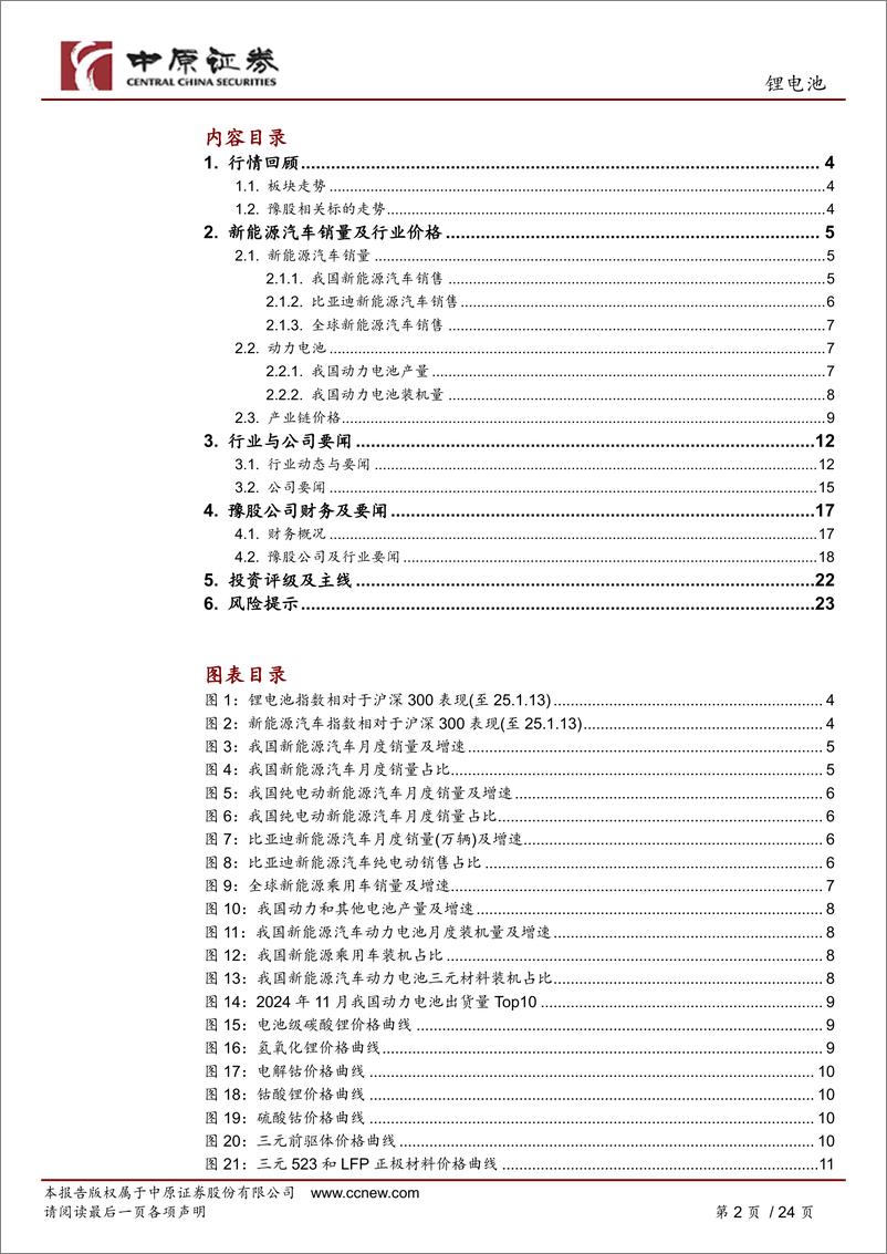 《锂电池行业月报：销量高增长，短期适度关注-250114-中原证券-24页》 - 第2页预览图