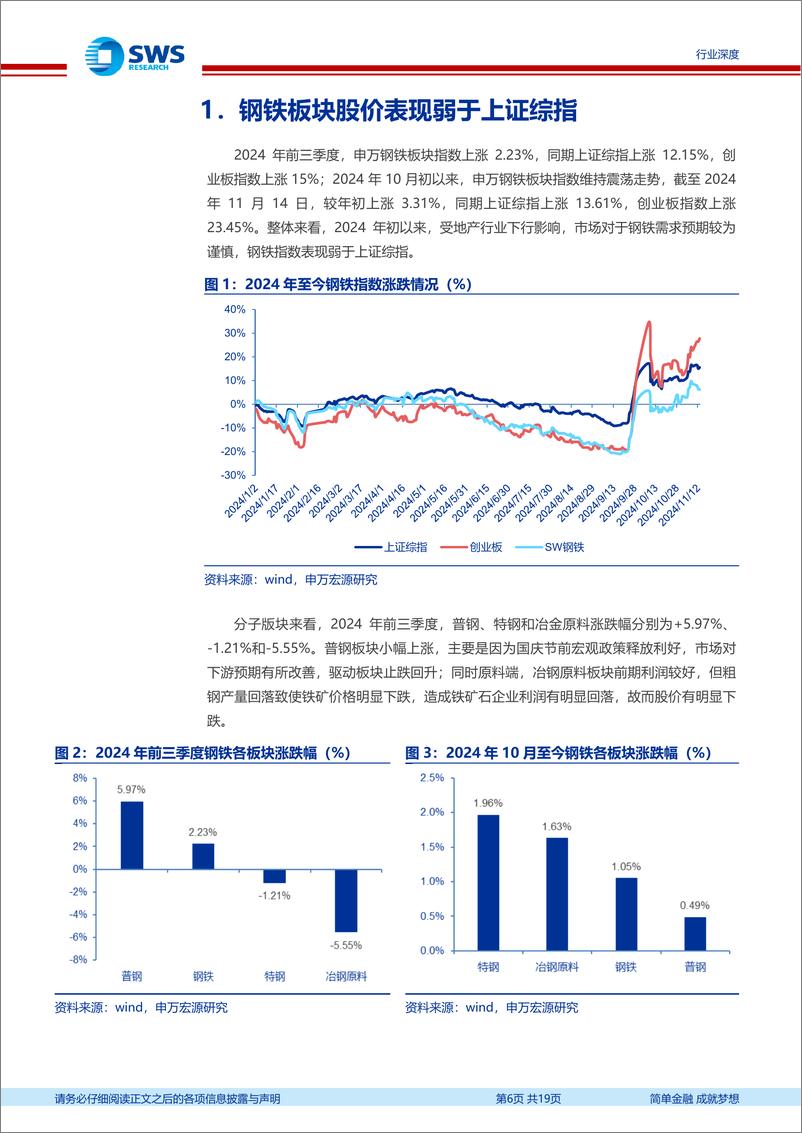 《钢铁行业2024年三季报回顾：行业景气触底，关注Q4盈利修复-241115-申万宏源-19页》 - 第6页预览图