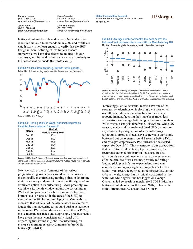 《J.P. 摩根-全球-宏观策略-采购经理指数出现反弹：半导体和金属行业正在发出PMI反弹的信号，落后的企业现在看来势必会迎头赶上-2019.4.15-22页》 - 第5页预览图