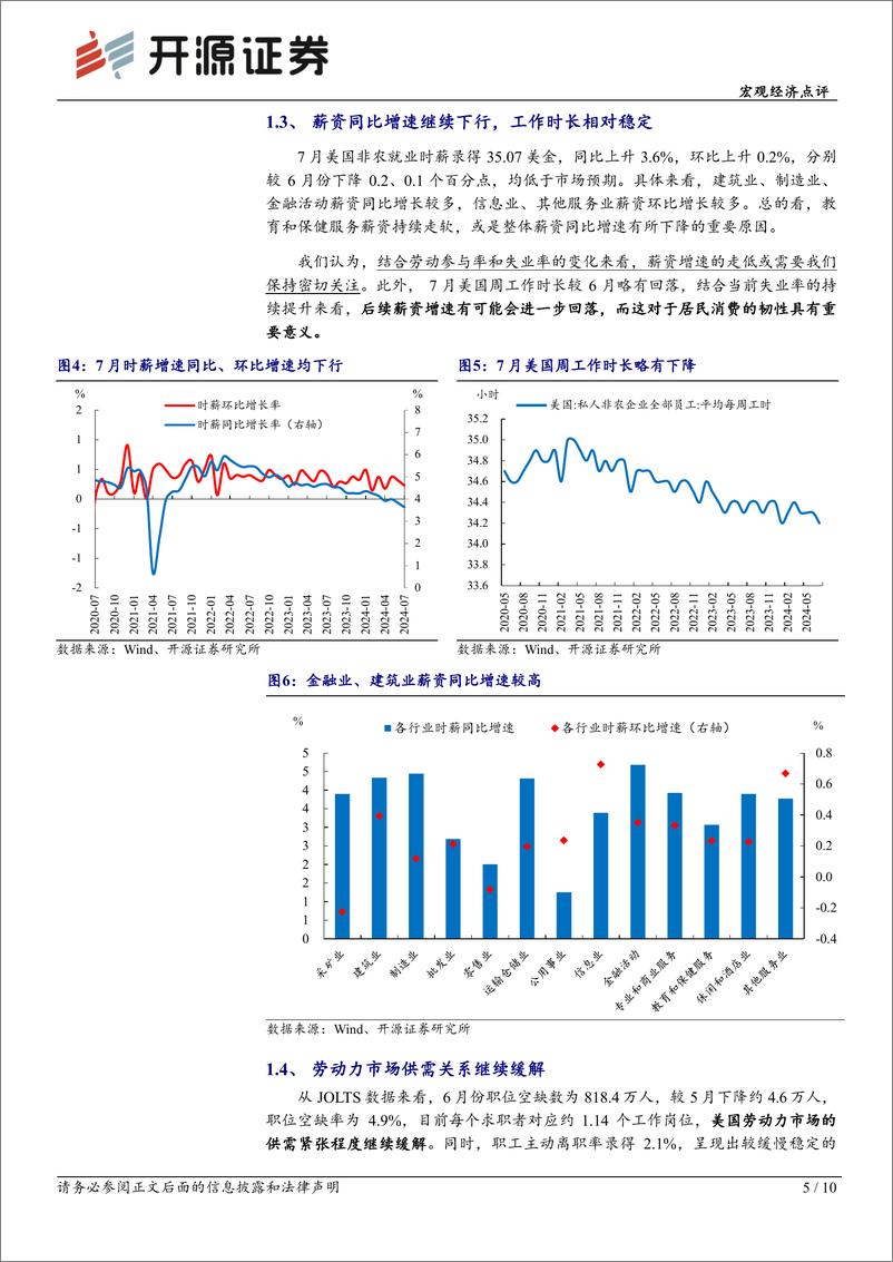 《美国7月非农就业数据点评：失业率抬升或尚不支持50bp降息-240803-开源证券-10页》 - 第5页预览图