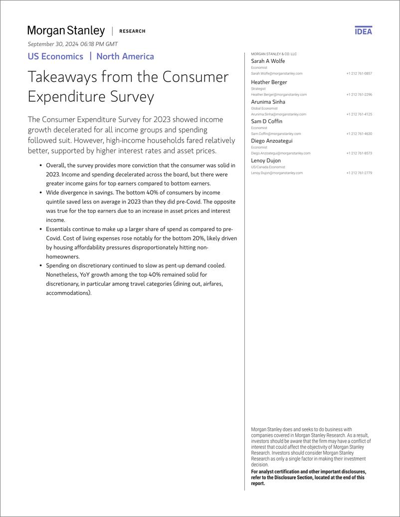 《Morgan Stanley Fixed-US Economics Takeaways from the Consumer Expenditure Survey-110543565》 - 第1页预览图