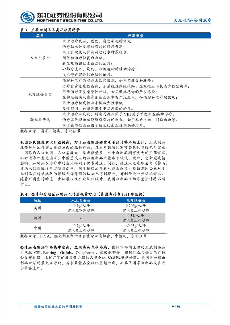 《天坛生物(600161)血制品龙头企业，看好长期投资价值-240715-东北证券-30页》 - 第8页预览图