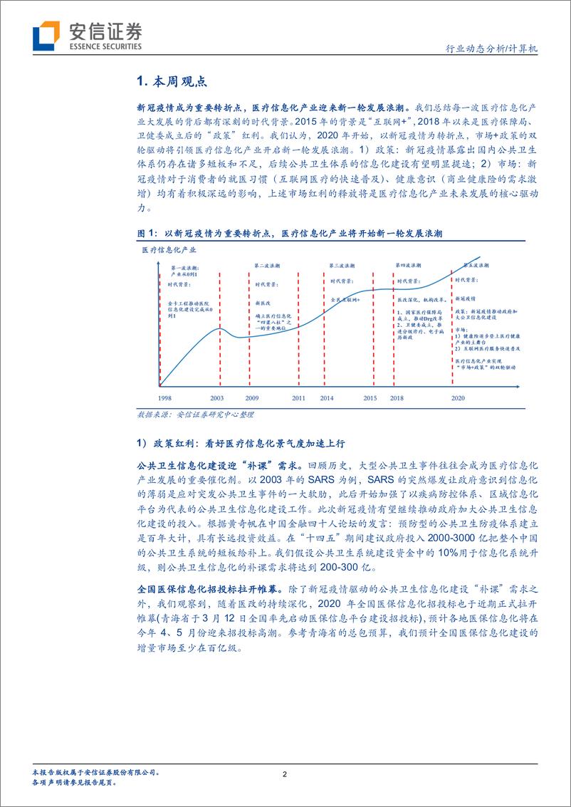 《计算机行业：新冠疫情按下医疗信息化产业“加速键”-20200405-安信证券-14页》 - 第3页预览图