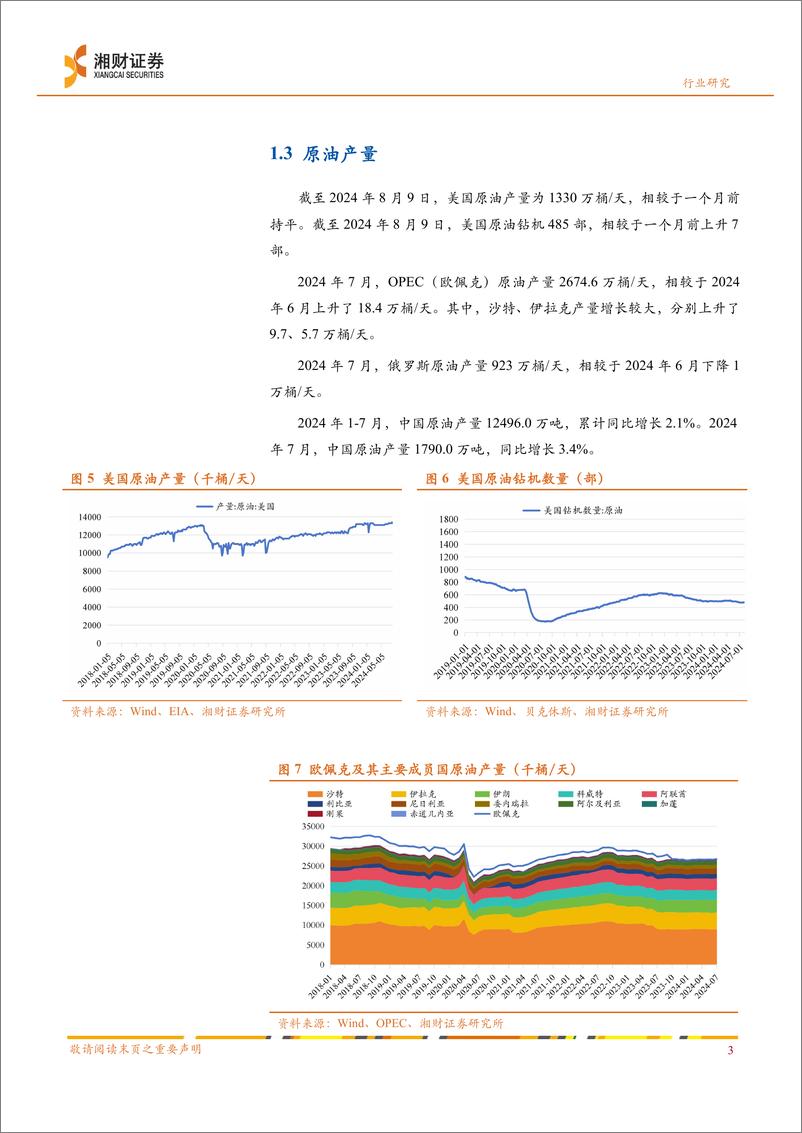 《石油石化行业动态分析：原油价格近期有所下跌，中长期有望高位震荡-240815-湘财证券-10页》 - 第3页预览图