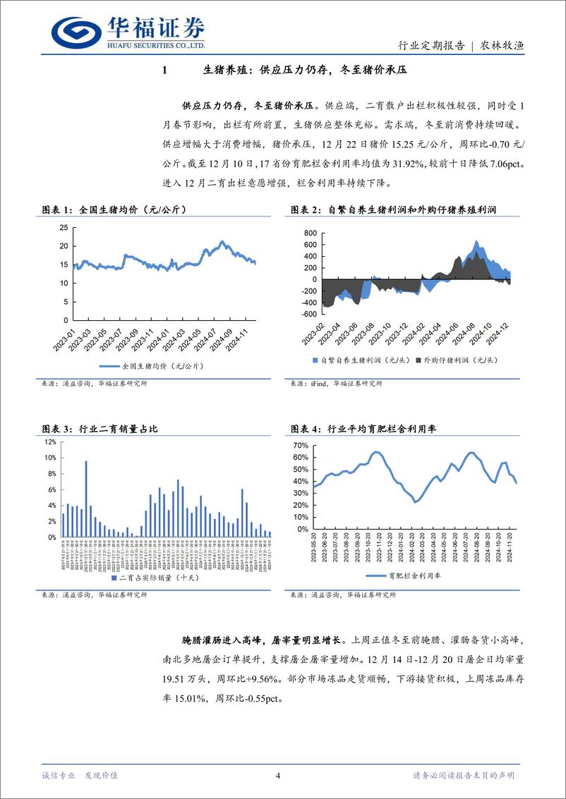 《农林牧渔行业定期报告：供应压力仍存，冬至猪价承压-241223-华福证券-13页》 - 第4页预览图