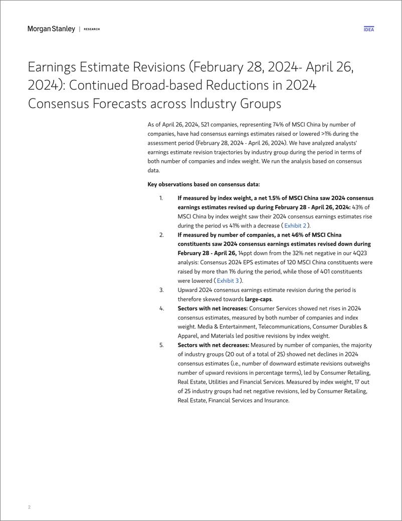 《Morgan Stanley-China Equity Strategy 1Q24 Pre-announcements Similar Patte...-107901840》 - 第2页预览图