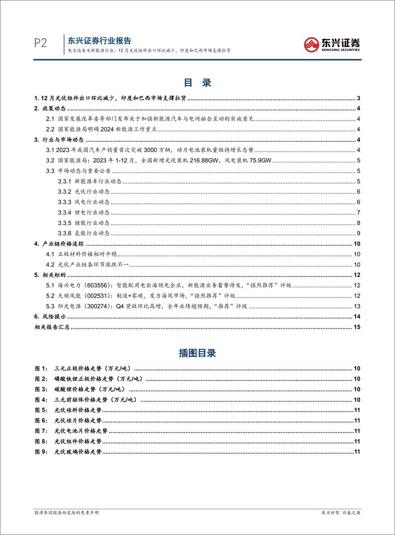 《电力设备及新能源行业：12月光伏组件出口环比减少，印度和巴西市场支撑拉货-20240205-东兴证券-17页》 - 第2页预览图