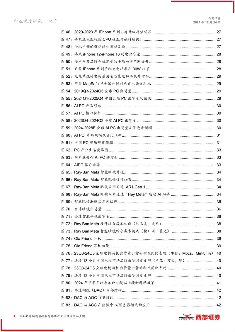 《2025电子行业年度策略：AI算力%2b端侧方兴未艾，自主可控之道行则将至-241224-西部证券-51页》 - 第4页预览图