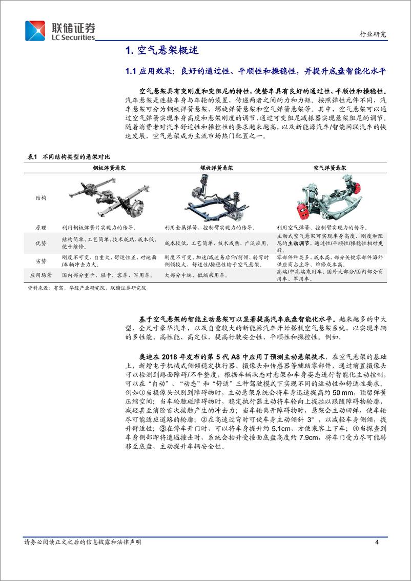 《联储证券-汽车行业深度报告：空气悬架有望下探至20-25万级别市场，本土供应商发展空间广阔》 - 第4页预览图