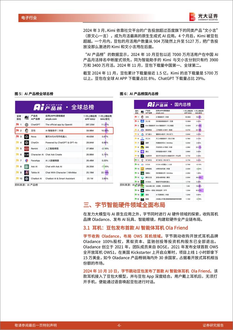 《AI行业跟踪报告第47期：软件%2b硬件双管齐下，字节加速构建豆包生态-241217-光大证券-11页》 - 第6页预览图