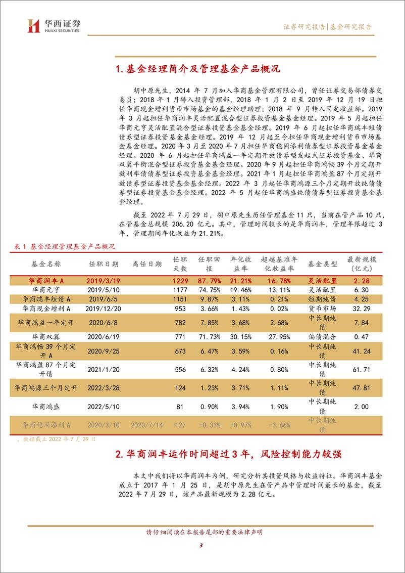 《基金经理研究系列之十一：华商基金胡中原，行业配置分散，仓位灵活，风险控制能力强-20220816-华西证券-15页》 - 第4页预览图