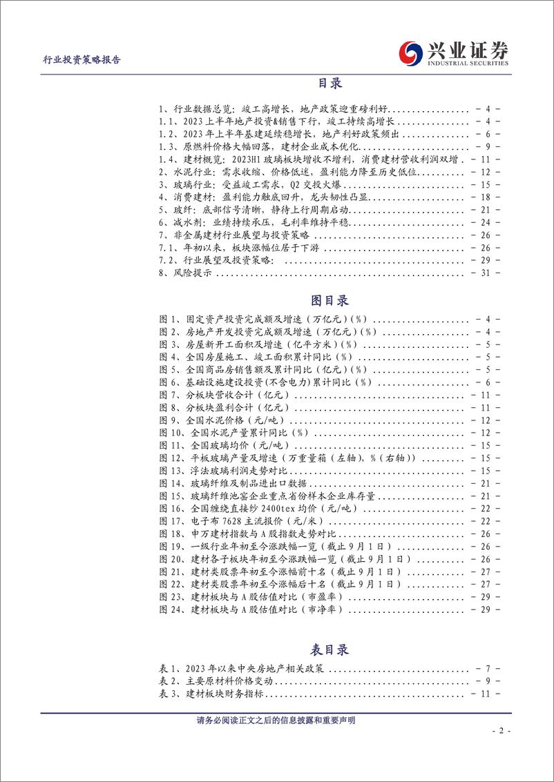 《建筑材料行业：消费建材业绩加速，地产政策助力需求复苏-20230904-兴业证券-32页》 - 第3页预览图