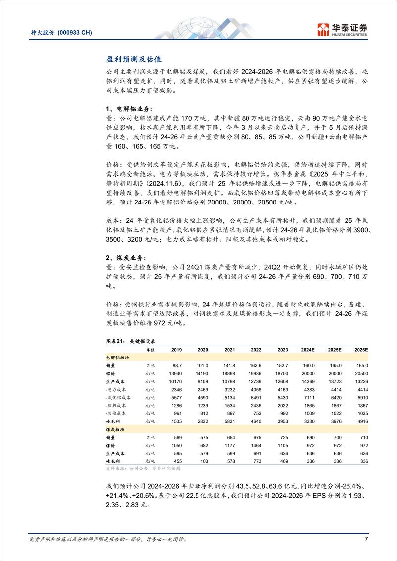 《神火股份(000933)低成本电解铝龙头，利润有望改善-241111-华泰证券-13页》 - 第7页预览图