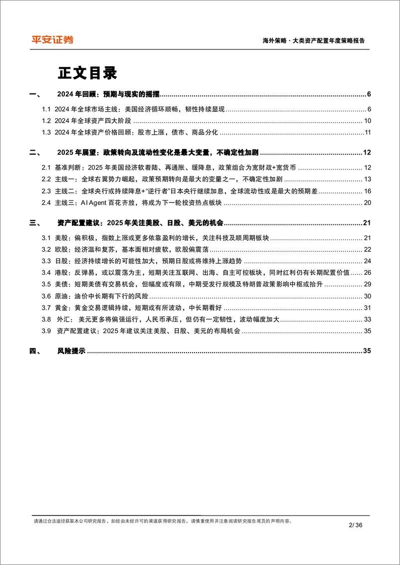 《全球大类资产配置年度报告：2025年海外市场展望，水无定势，见可而进-241215-平安证券-36页》 - 第2页预览图