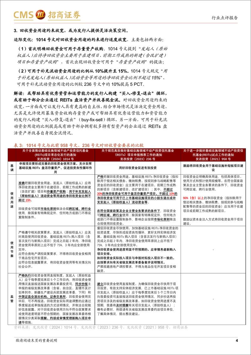 《REITs行业发改投资〔2024〕1014号点评：全面推动常态化发行，REITs市场流动性和定价功能或加速优化-240729-招商证券-10页》 - 第4页预览图