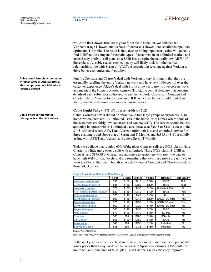 《J.P. 摩根-美股-电信服务业-有线与电信服务：有线电视对MSOS和无线行业的影响-2019.7.11-49页》 - 第5页预览图