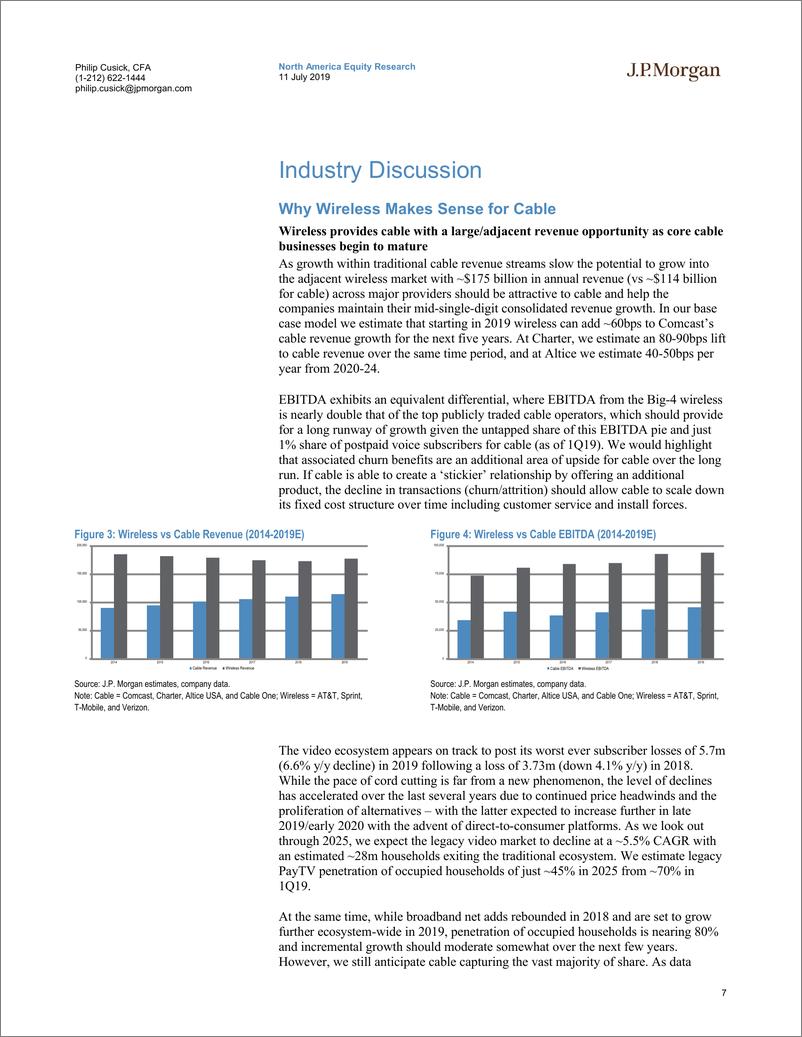 《J.P. 摩根-美股-电信服务业-有线与电信服务：有线电视对MSOS和无线行业的影响-2019.7.11-49页》 - 第8页预览图