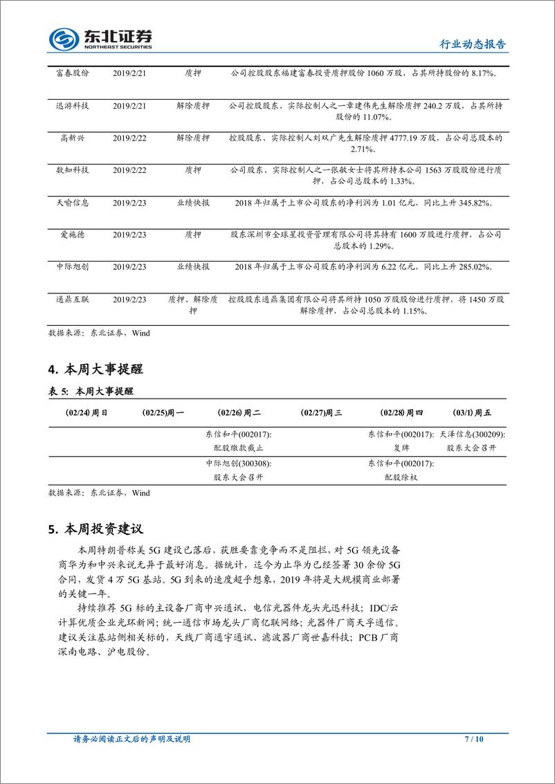 《通信行业动态报告：美总统暗示5G竞争环境向好，关注MWC19大会进展-20190225-东北证券-10页》 - 第8页预览图