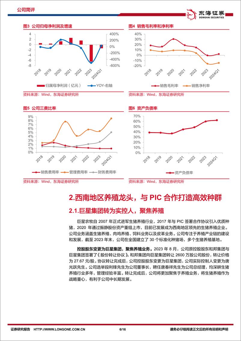 《巨星农牧-603477.SH-公司简评报告：出栏量快速增长，成本保持优势-20240519-东海证券-16页》 - 第6页预览图