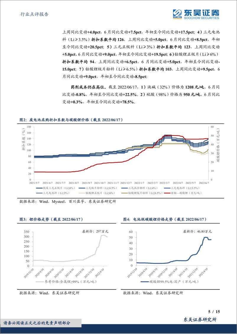 《环保行业点评报告：锂价企稳，折扣系数小幅上行，盈利能力稳定提升-20220620-东吴证券-15页》 - 第6页预览图