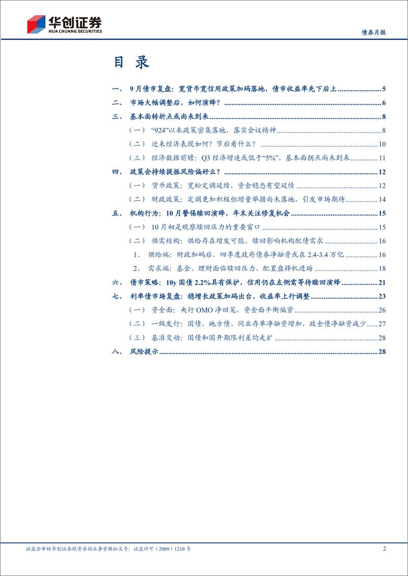 《【债券月报】10月债券月报：债市大幅调整后，怎么观测和操作？-241007-华创证券-31页》 - 第2页预览图