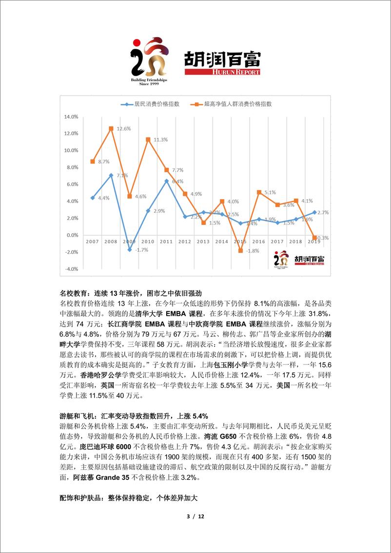 胡润百富-《2019胡润中国超高净值人群消费价格指数》-2019.9.3-12页 - 第3页预览图