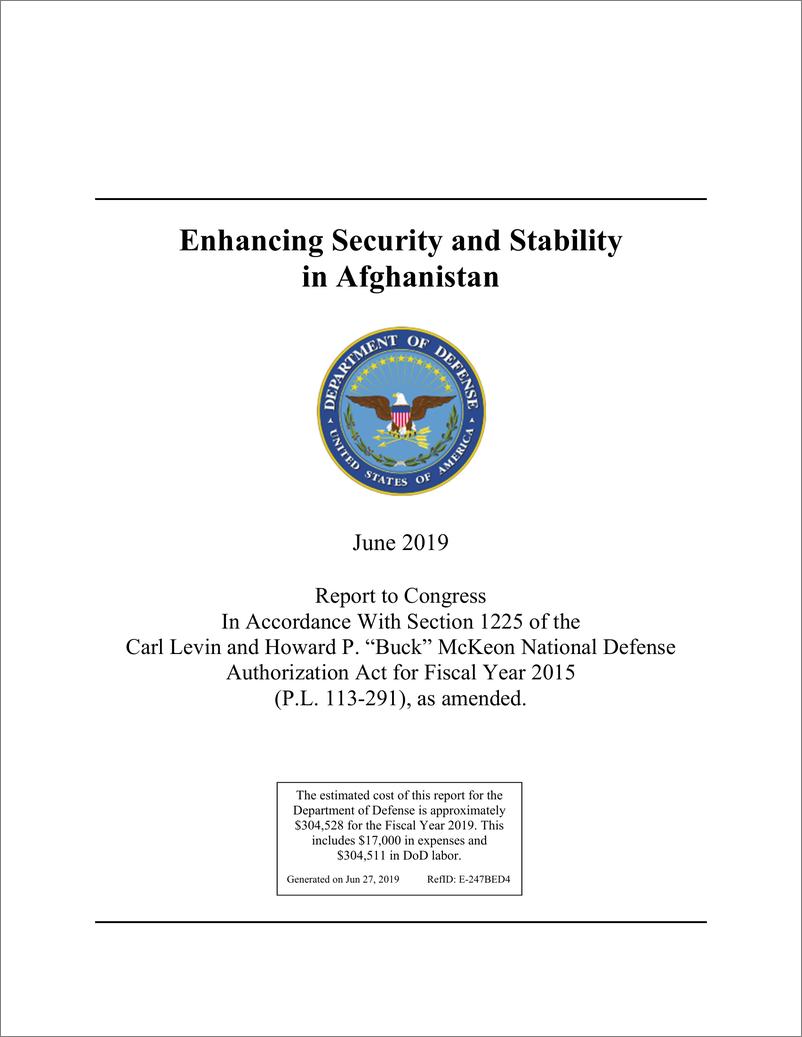 《美国防部-加强阿富汗的安全与稳定(地缘政治)（英文）-2019.7-92页》 - 第3页预览图