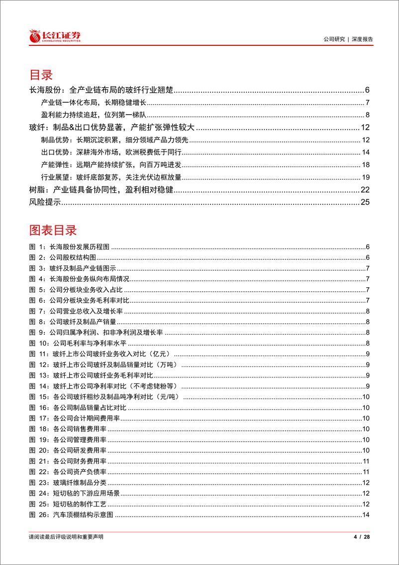 《长海股份(300196)全产业链布局的玻纤行业翘楚-240724-长江证券-28页》 - 第4页预览图