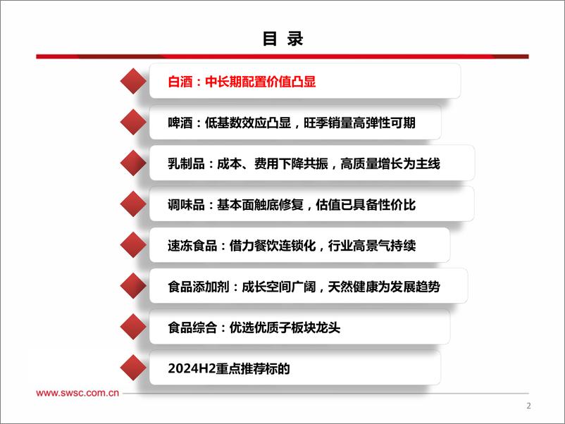 《食品饮料行业2024年中期投资策略：具备中长期配置价值，静待好转-240717-西南证券-100页》 - 第3页预览图