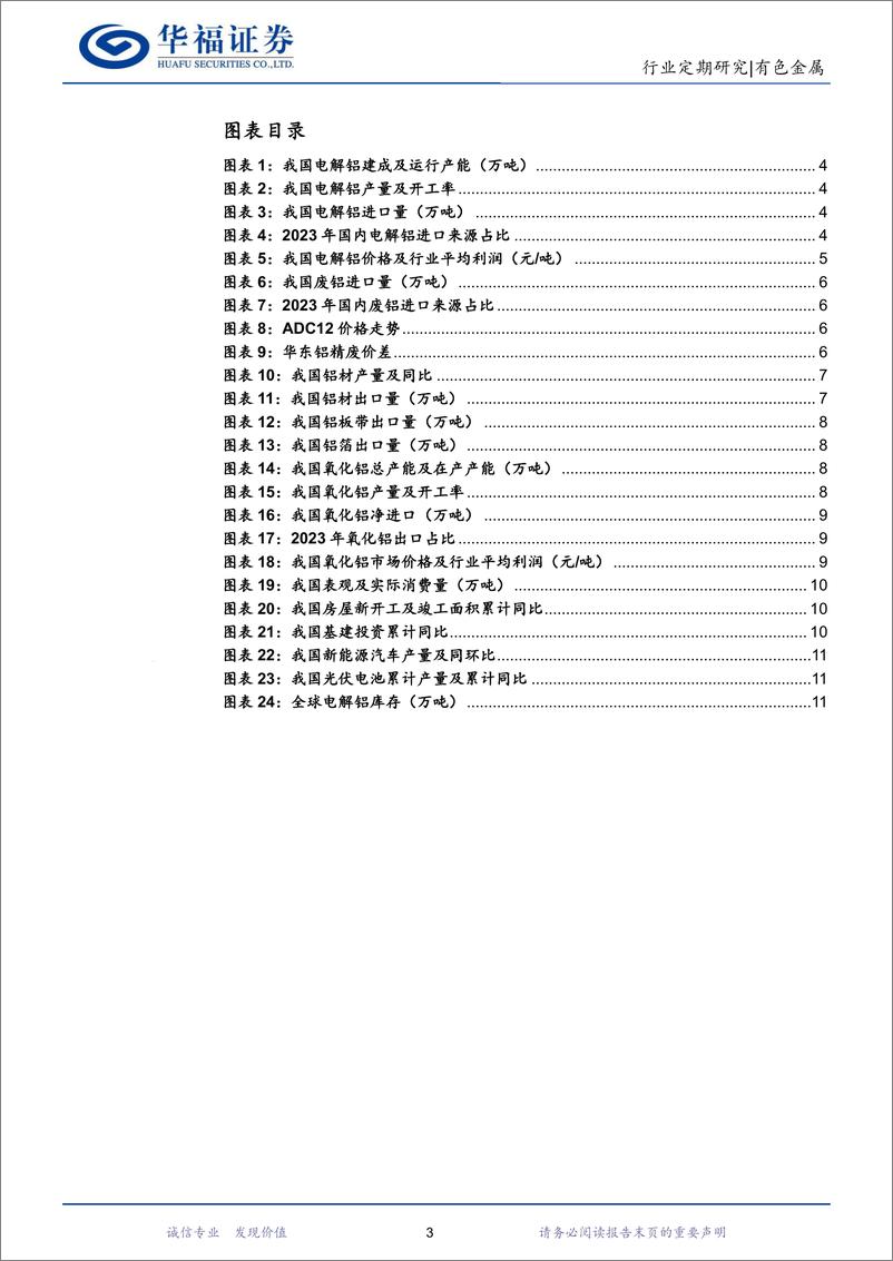 《有色金属行业铝月度数据跟踪：库存拐点已至，季节性旺季或将带动铝价继续反弹-240322-华福证券-13页》 - 第3页预览图