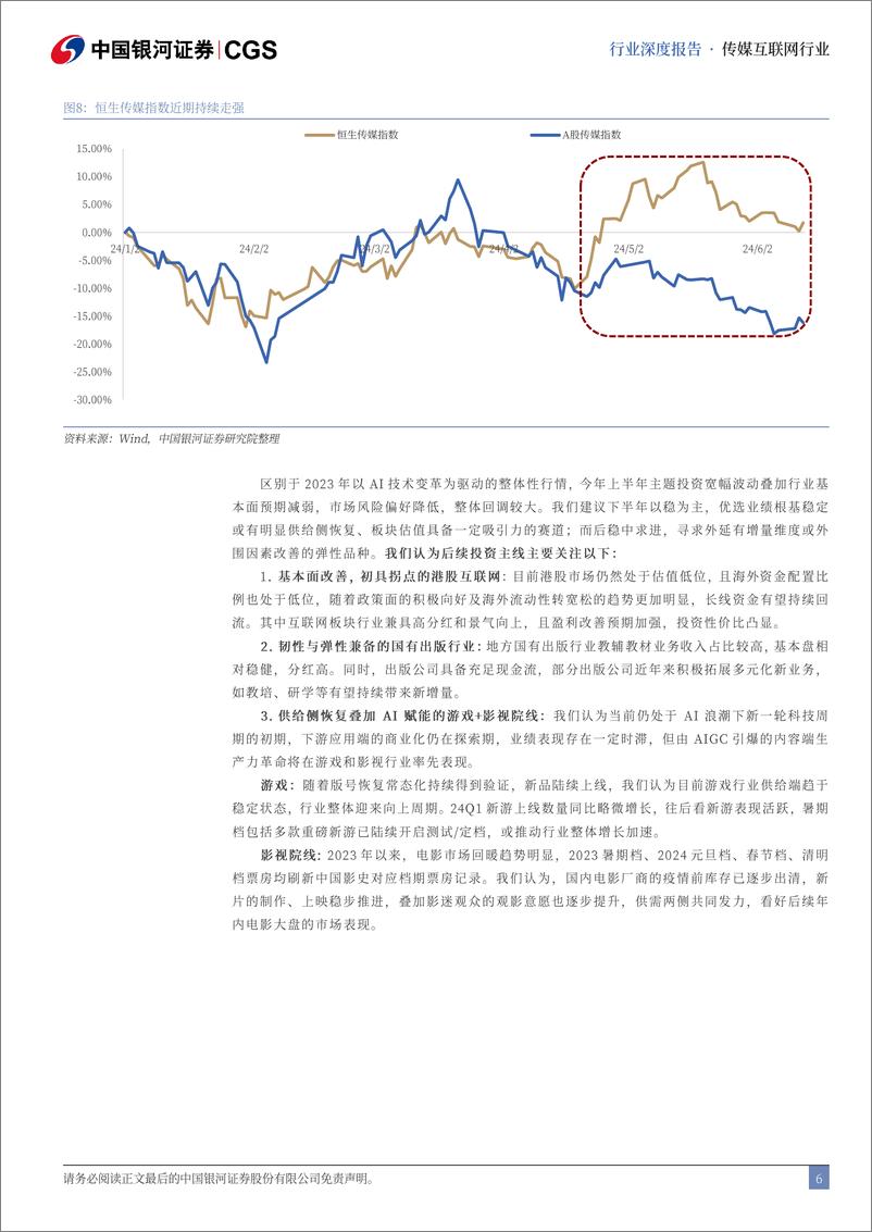 《中国银河-2024年传媒互联网行业中期策略报告：内生外延，稳中求进》 - 第6页预览图