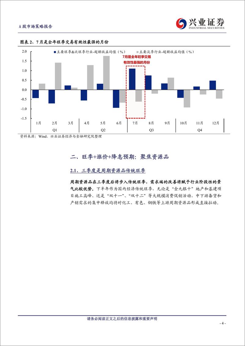 《A股策略展望-旺季%2b涨价%2b降息预期：聚焦资源品-240707-兴业证券-13页》 - 第4页预览图