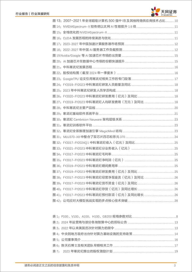 《天风证券-计算机行业深度研究：乘大模型之风，AI芯片元老寒武纪再度起航》 - 第3页预览图