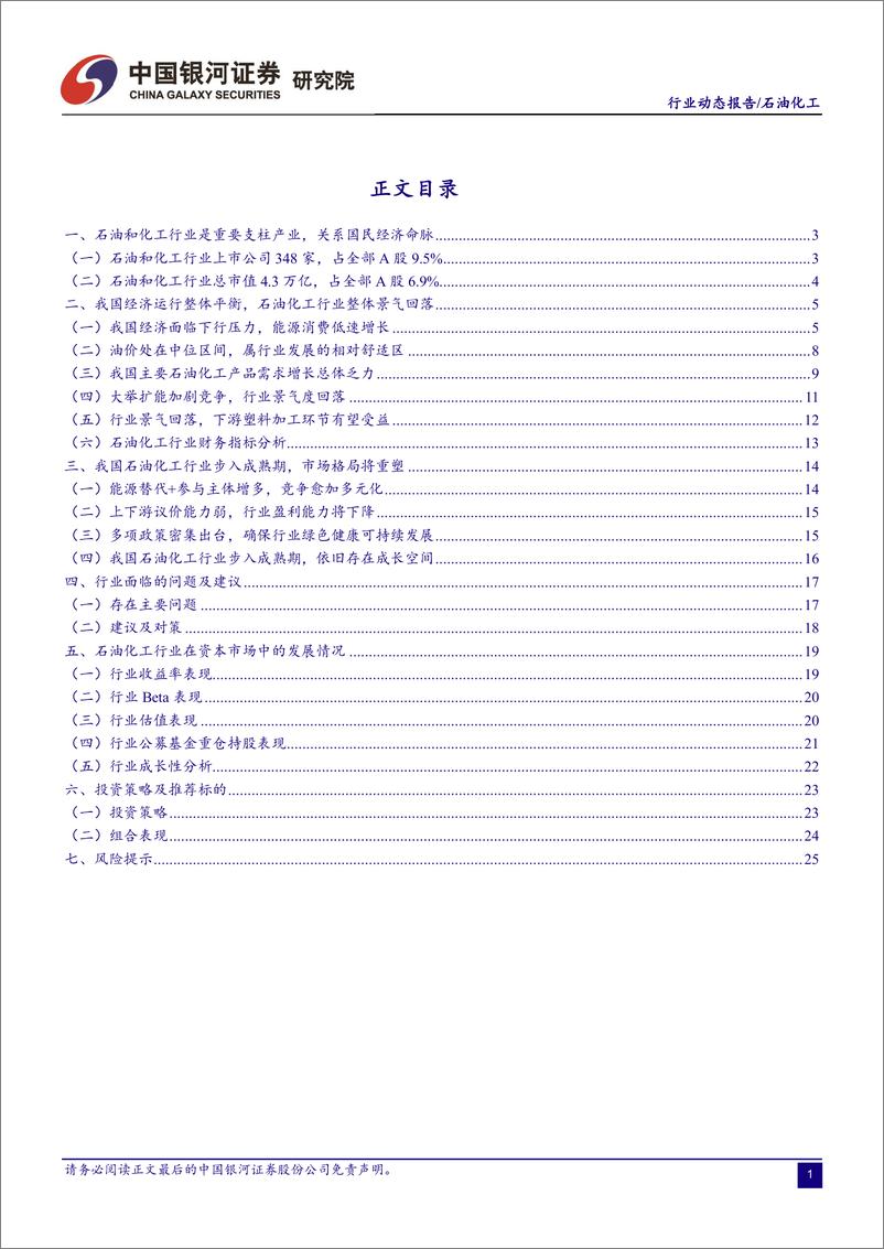 《石油化工行业10月动态报告：19Q3基金持仓比例下探，建议配置龙头企业和成长性个股-20191029-银河证券-28页》 - 第3页预览图