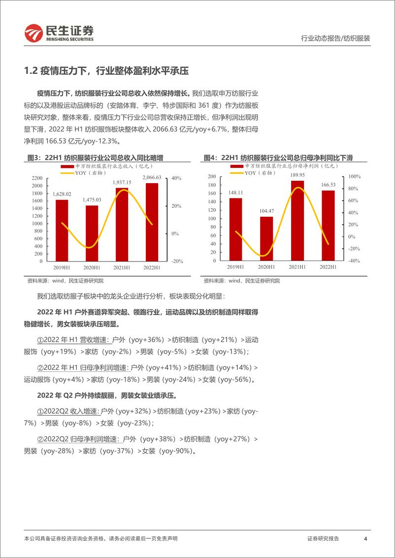 《纺织服装行业2022年中报综述：逆境彰显龙头韧性，至暗已过曙光将明-20220905-民生证券-45页》 - 第5页预览图