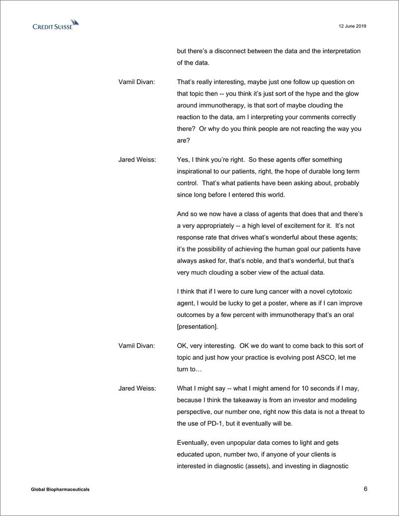 《瑞信-美股-生物制药行业-全球生物制药：肿瘤专家与投资者会议纪要-2019.6.12-35页》 - 第7页预览图