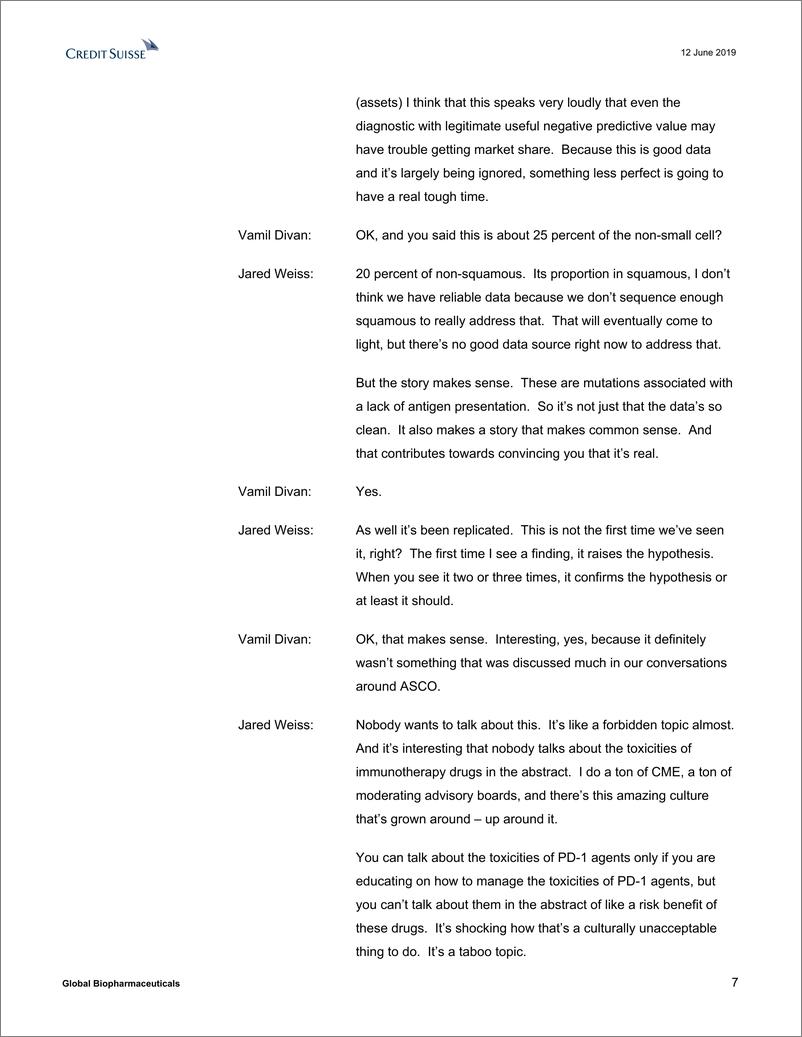 《瑞信-美股-生物制药行业-全球生物制药：肿瘤专家与投资者会议纪要-2019.6.12-35页》 - 第8页预览图
