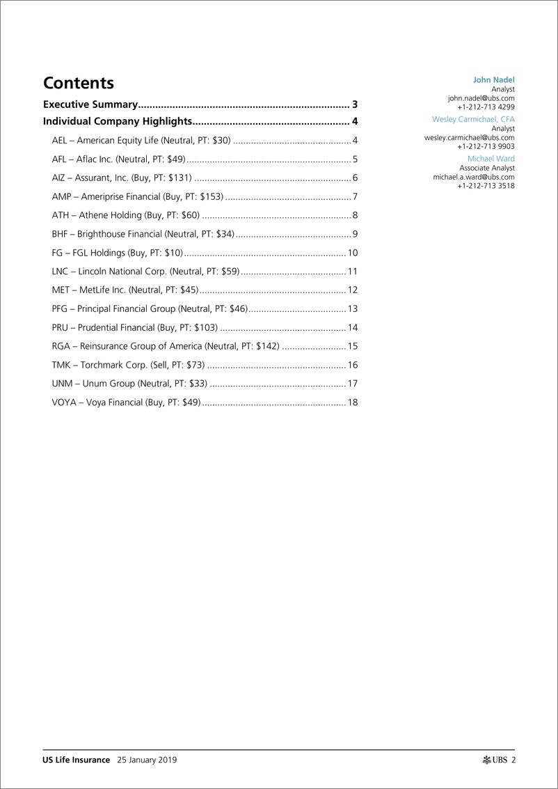 《瑞银-美股-保险行业-美国寿险业：对Q4行业盈利保持谨慎态度-2019.1.25-25页》 - 第3页预览图