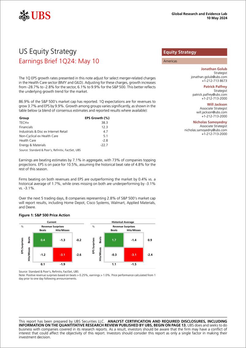 《UBS Equities-US Equity Strategy _Earnings Brief 1Q24 May 10_ Golub-108156120》 - 第1页预览图