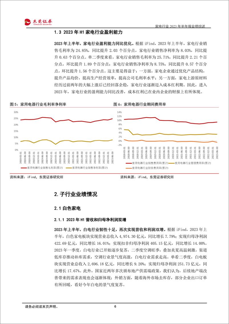 《家电行业2023年半年报业绩综述：多因素驱动，家电行业筑底复苏-20230908-东莞证券-27页》 - 第7页预览图