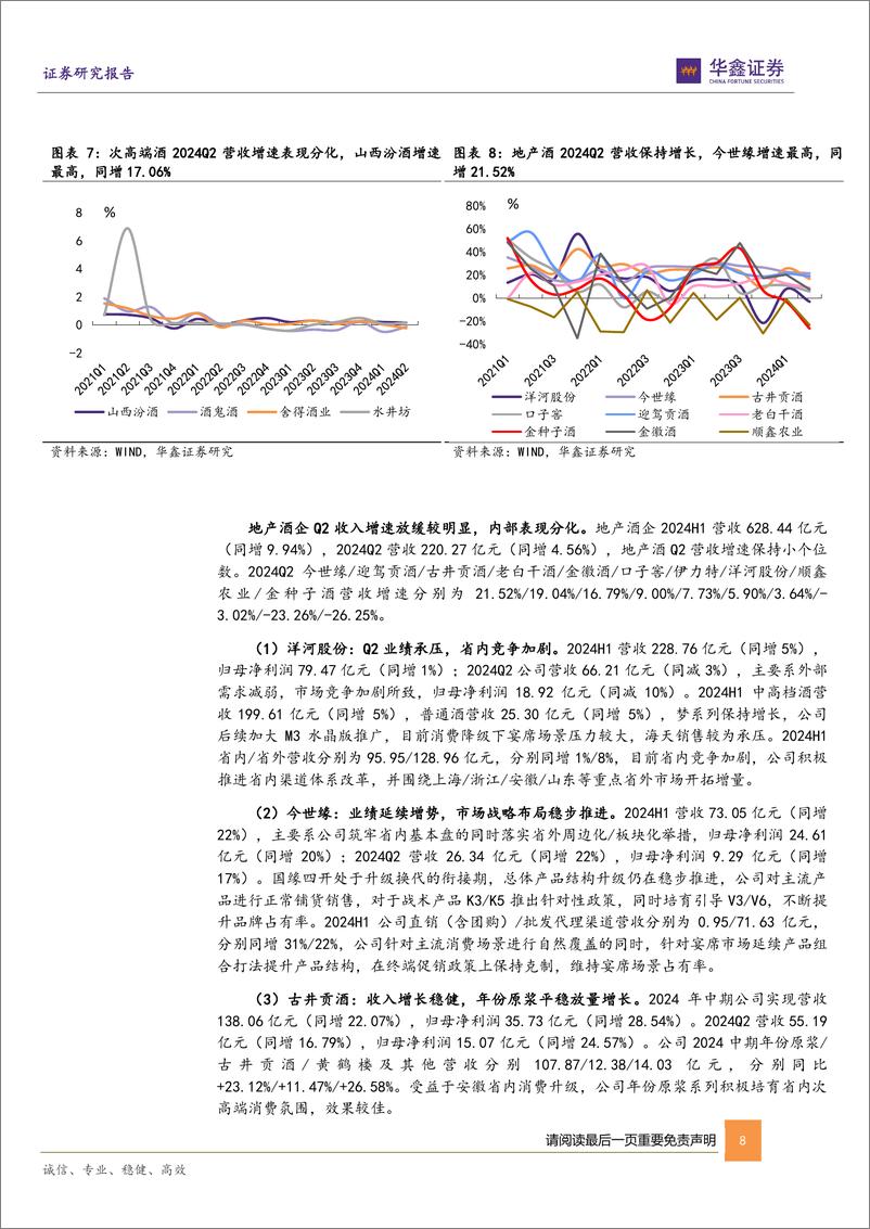 《白酒行业2024年中报总结：业绩表现分化，结构调整为主线-240908-华鑫证券-25页》 - 第8页预览图