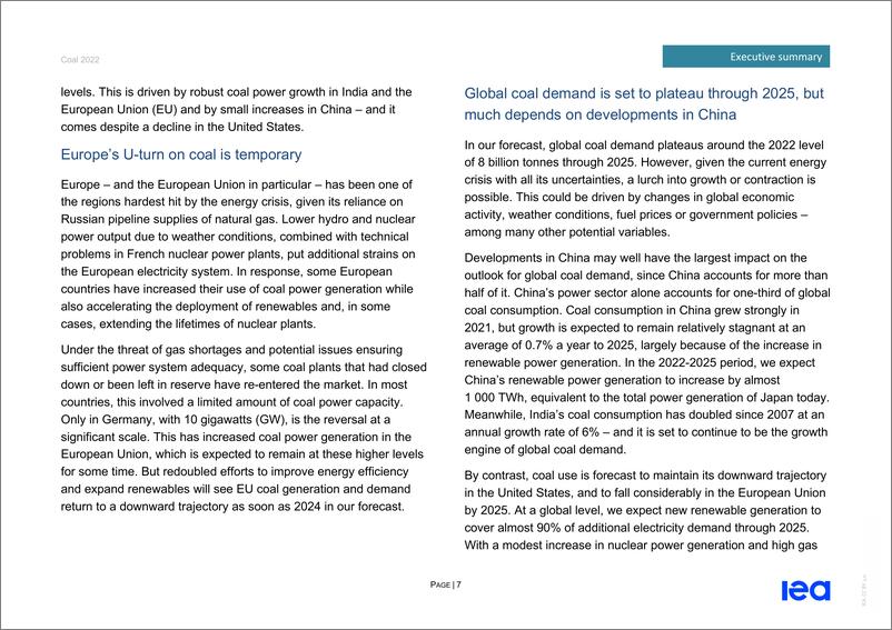 《国际能源署-2022年煤炭-2025年分析和预测（英）-2022.12-137页》 - 第8页预览图