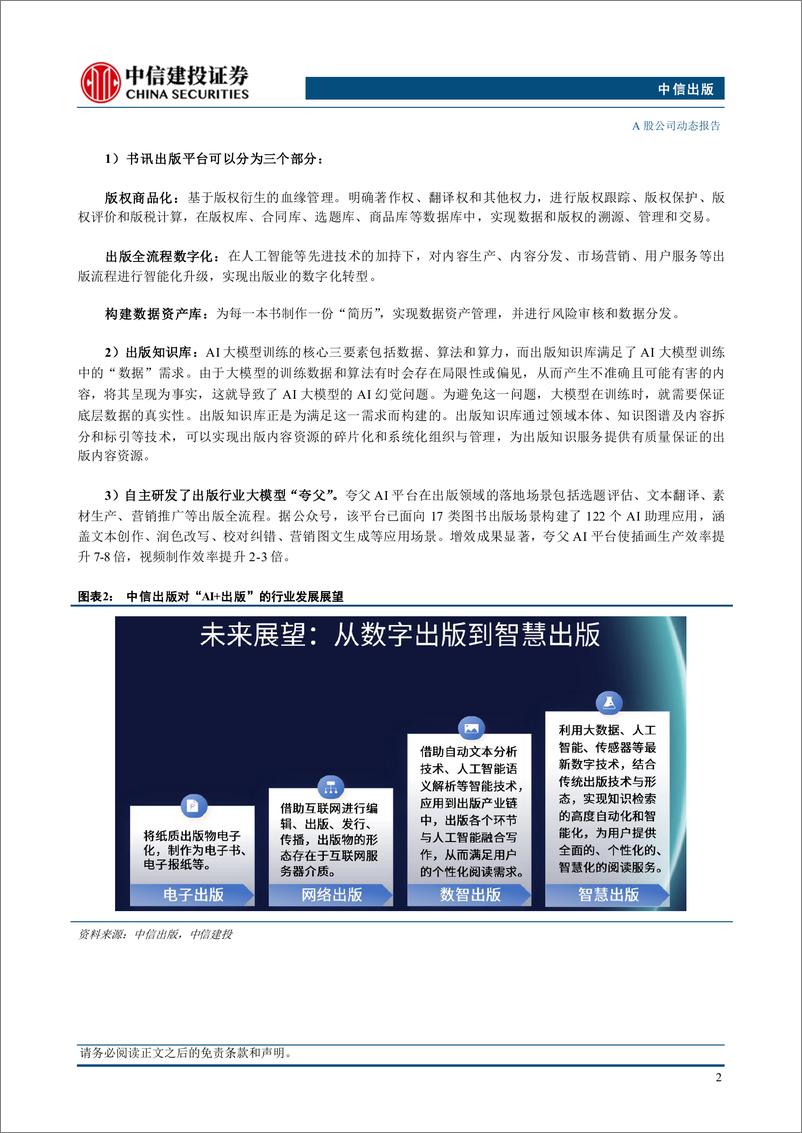 《中信出版(300788)数智化战略赋能业务，AI产品模块初步成型-240807-中信建投-10页》 - 第3页预览图