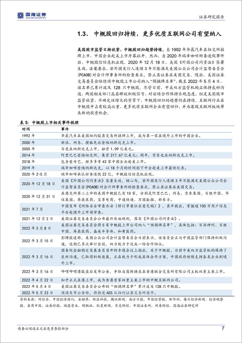 《港股通互联网ETF（159792）投资价值分析：政策估值双重利好下，海外互联网迎配置良机-20220629-国海证券-26页》 - 第8页预览图