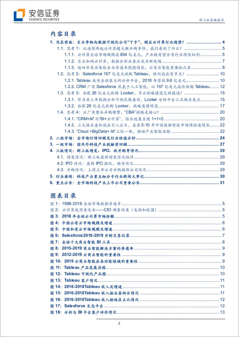 《全市场科技产业策略报告第二十二期：云巨头争相牵手数据可视化公司，行业融合浪潮袭来？-20190616-安信证券-34页》 - 第3页预览图