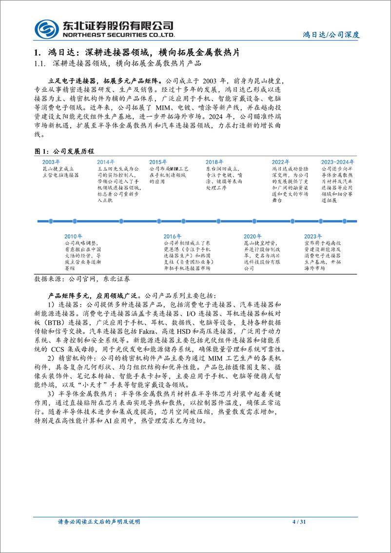 《鸿日达(301285)3C连接器筑基，半导体散热片为旗-241006-东北证券-31页》 - 第4页预览图