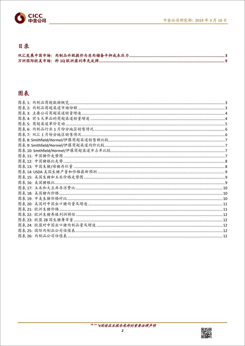 《食品饮料行业猪肉月报：双汇提价与储备减压，料1Q万洲欧洲盈利率先反弹-20190318-中金公司-14页》 - 第3页预览图