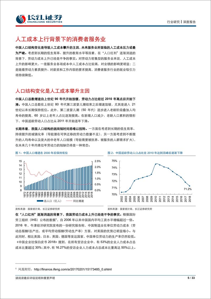 《社会服务行业论消费者服务行业的人工成本：瓶颈还是机遇？-20190714-长江证券-33页》 - 第6页预览图