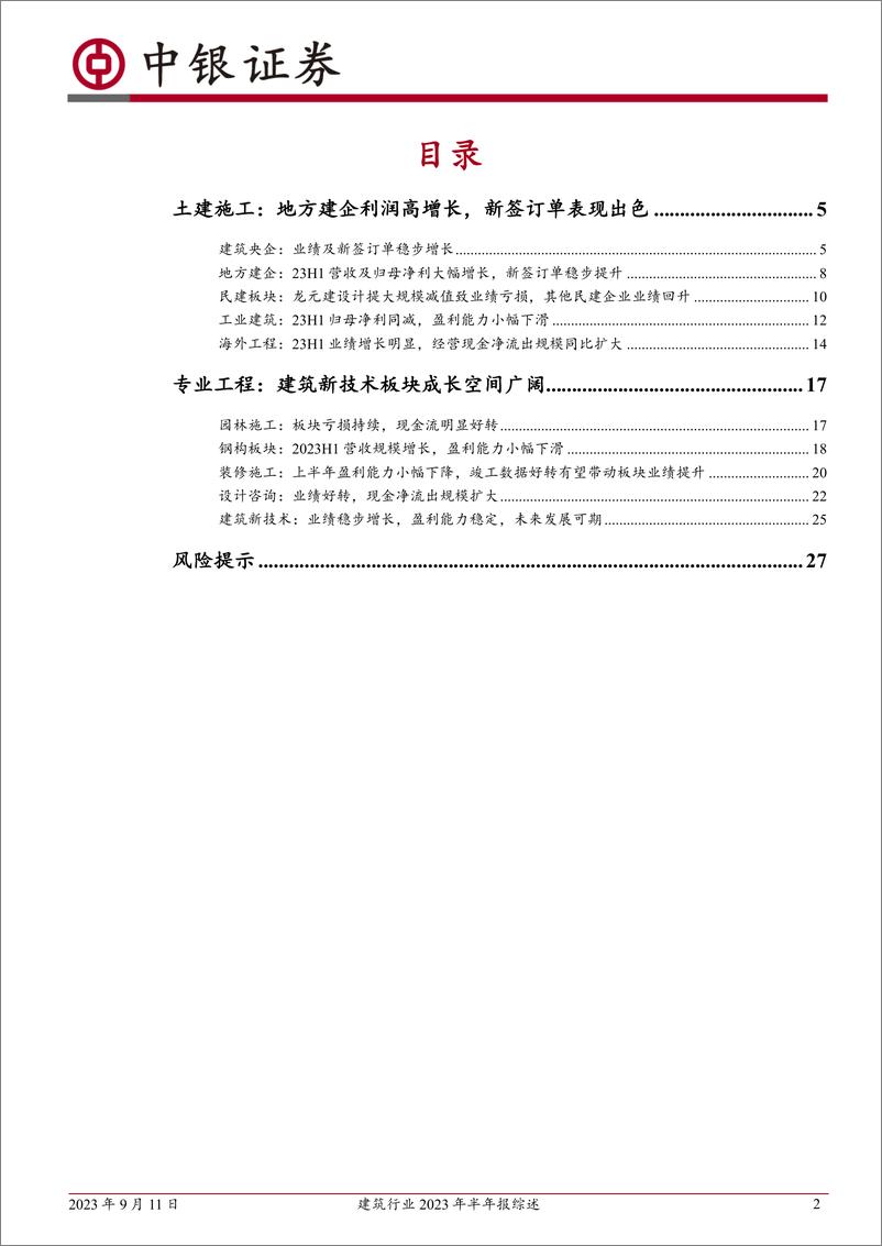 《建筑行业2023年半年报综述：地方建筑企业利润高增长，建筑新技术板块未来可期-20230911-中银国际-29页》 - 第3页预览图